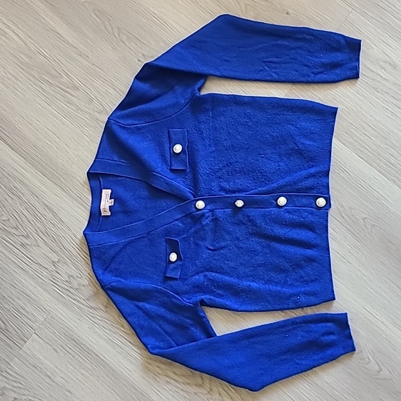 Philosophy Cardigan Sweater Pearl Button Faux Pocket Knitwear Classic Blue Large - Picture 1 of 6